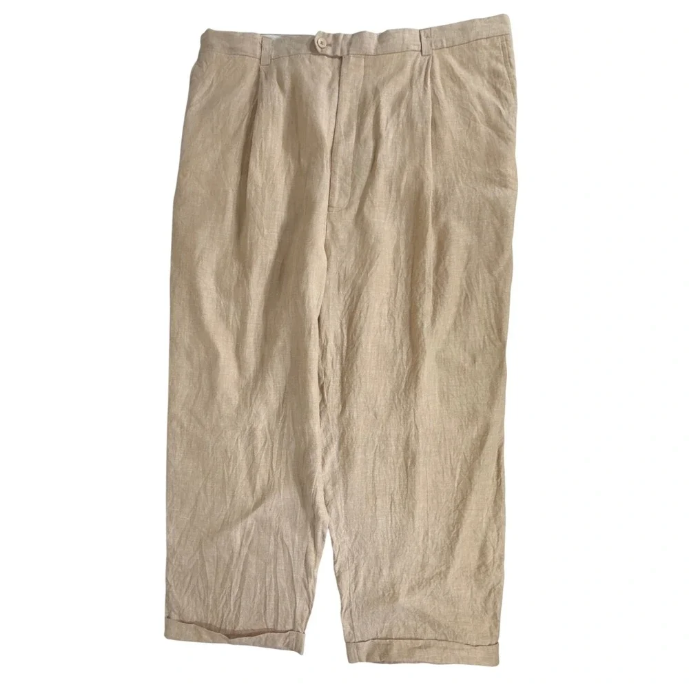 Inserch Linen Pleated Trousers (fits 42x28) Very High Rise Cuffed Very High Rise